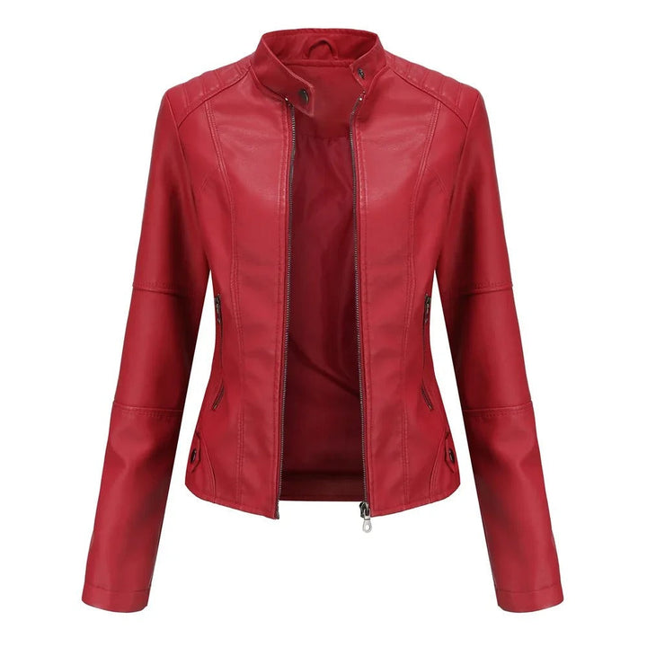 Drune | Slim Fit Reißverschluss Kunstlederjacke Damenjacke