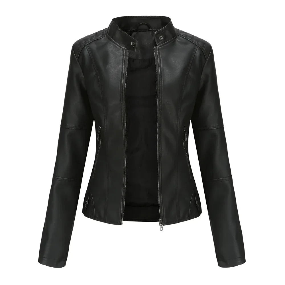 Drune | Slim Fit Reißverschluss Kunstlederjacke Damenjacke