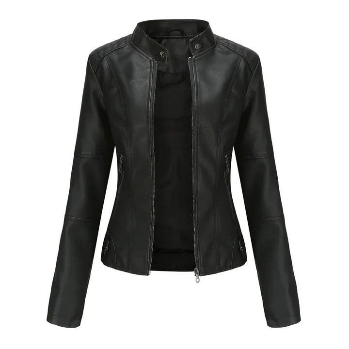 Drune | Slim Fit Reißverschluss Kunstlederjacke Damenjacke