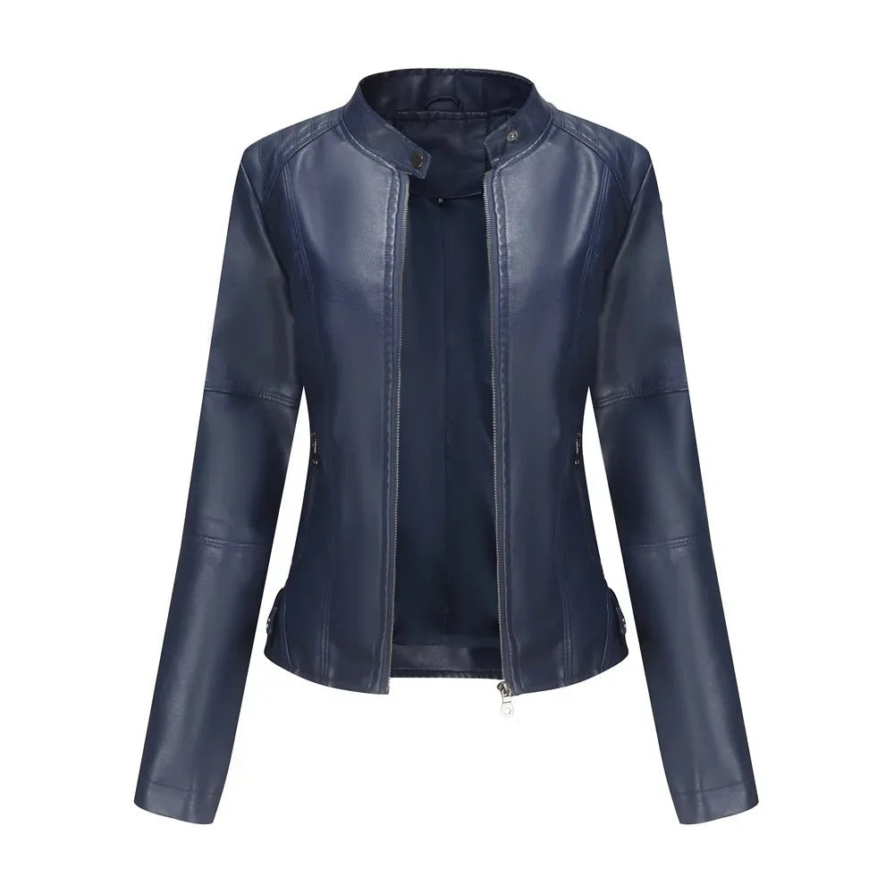 Drune | Slim Fit Reißverschluss Kunstlederjacke Damenjacke