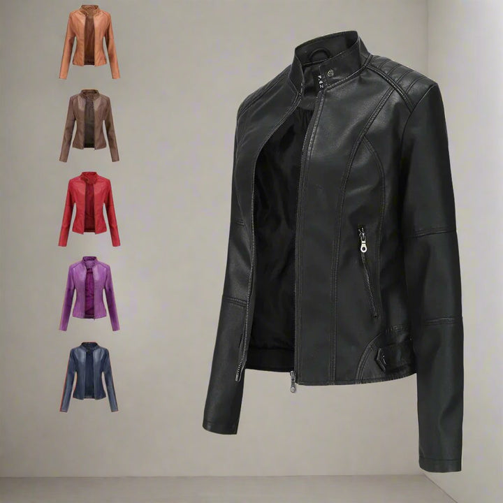 Drune | Slim Fit Reißverschluss Kunstlederjacke Damenjacke