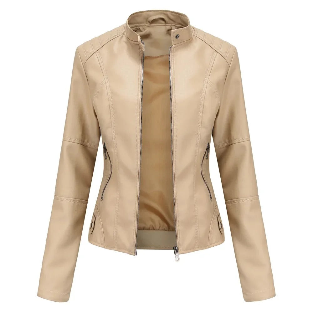 Drune | Slim Fit Reißverschluss Kunstlederjacke Damenjacke