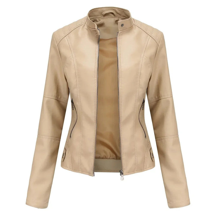 Drune | Slim Fit Reißverschluss Kunstlederjacke Damenjacke