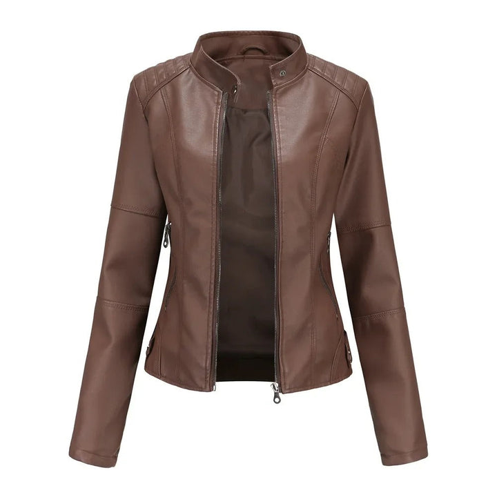 Drune | Slim Fit Reißverschluss Kunstlederjacke Damenjacke