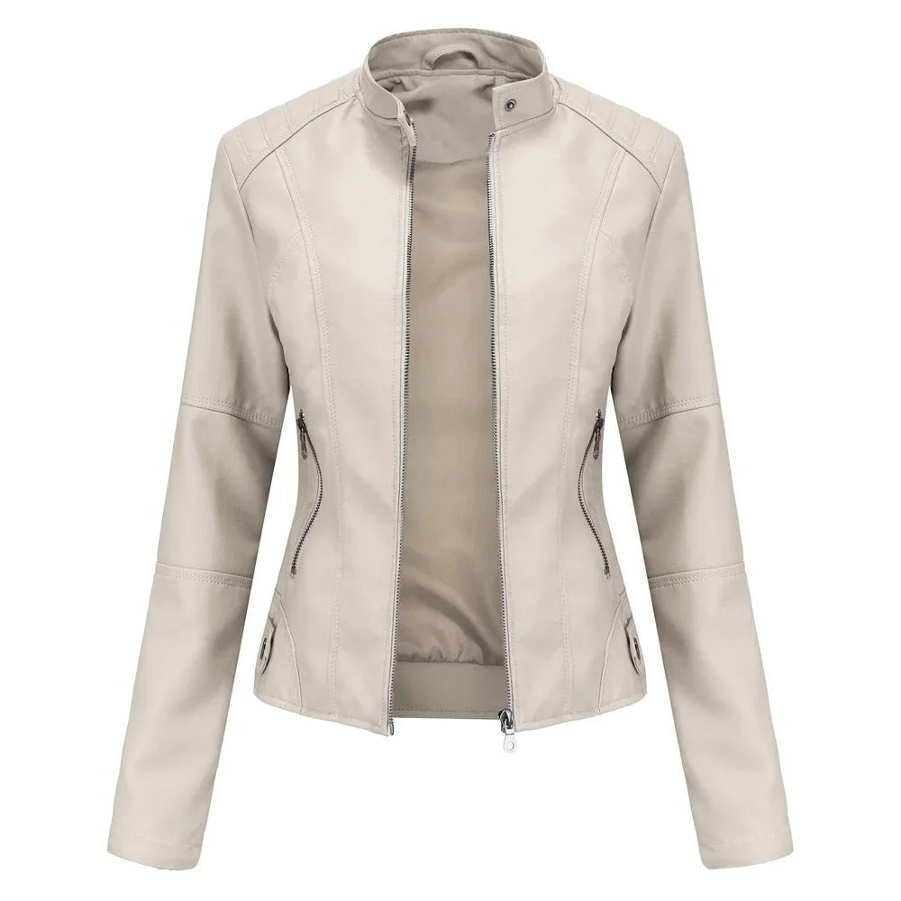Drune | Slim Fit Reißverschluss Kunstlederjacke Damenjacke