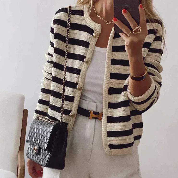 Drune | Gestreifte Strickjacke mit Knöpfen für Damen