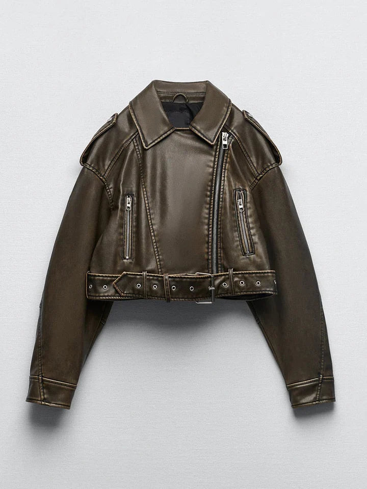 Drune | Elegante midi-Lederjacke für Frauen - Ideal für den Winter