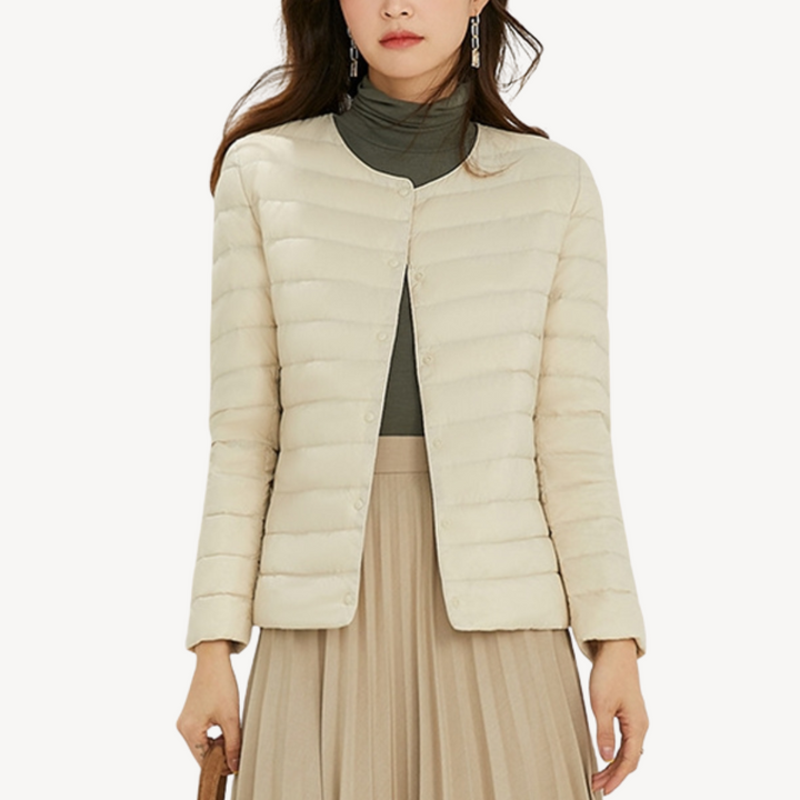 Drune | Damen Leichte Winterjacke mit Knopfverschluss und Tailliertem Schnitt