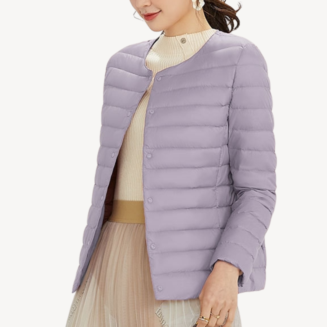 Drune | Damen Leichte Winterjacke mit Knopfverschluss und Tailliertem Schnitt