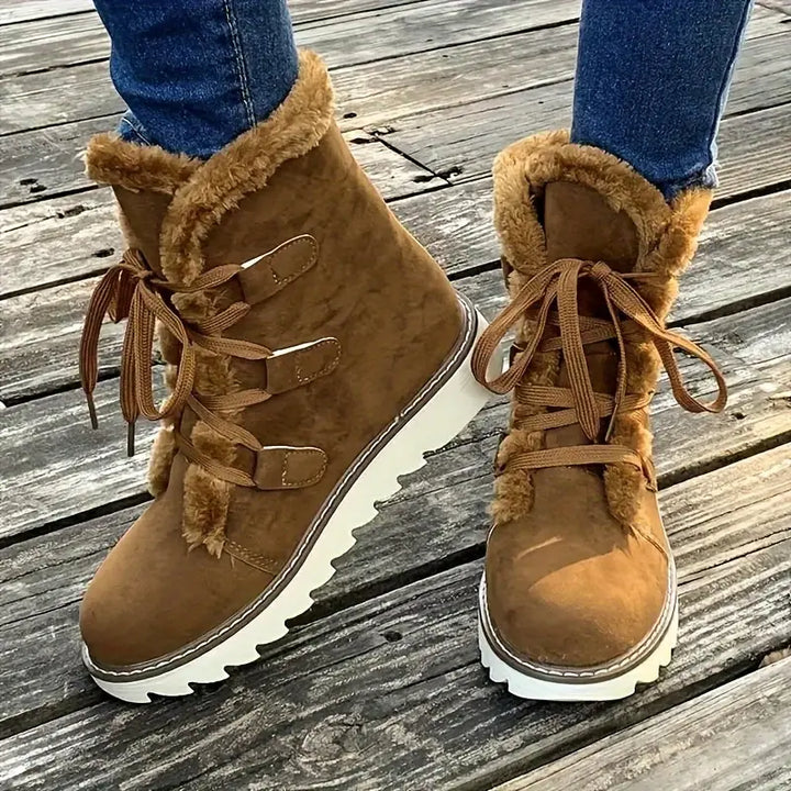 Drune | Stiefel, Schnürung Plattform weiche Sohle Plüsch gefüttert Winterstiefel