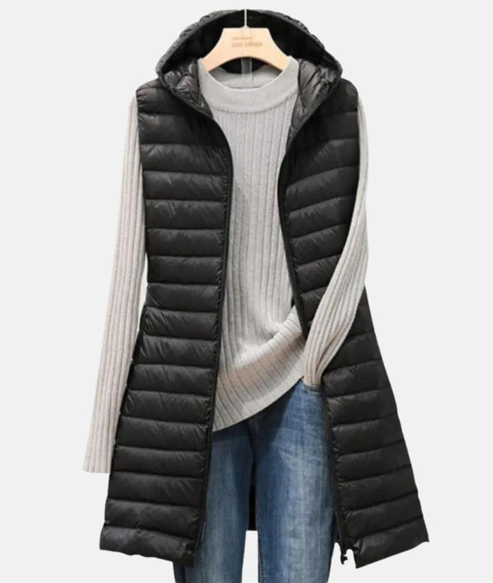 Drune | Leichtgewicht Gesteppter Slim Fit Langer Mantel