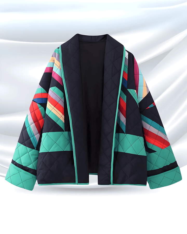 Drune | Übergroße Vintage-Jacke mit lebhaftem Patchwork-Design