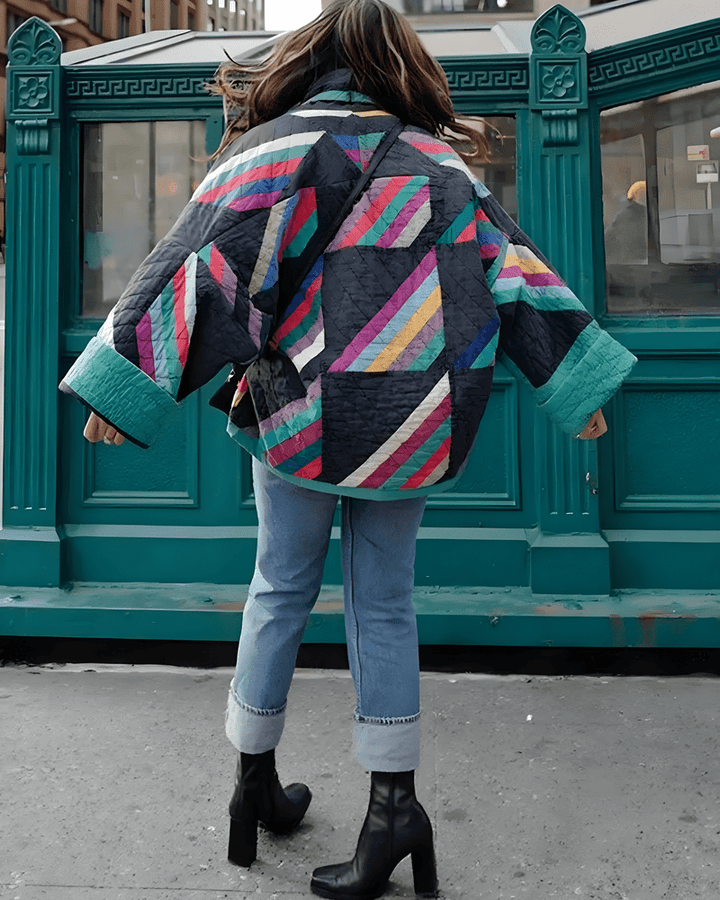 Drune | Übergroße Vintage-Jacke mit lebhaftem Patchwork-Design