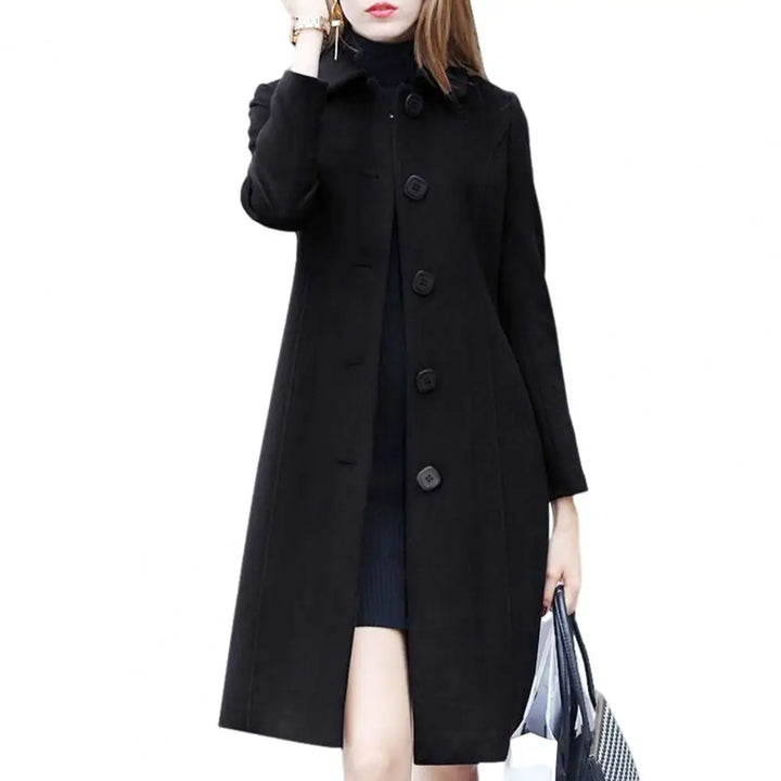 Drune | Damen Eleganter Langer Wollmantel Warme Winterbekleidung