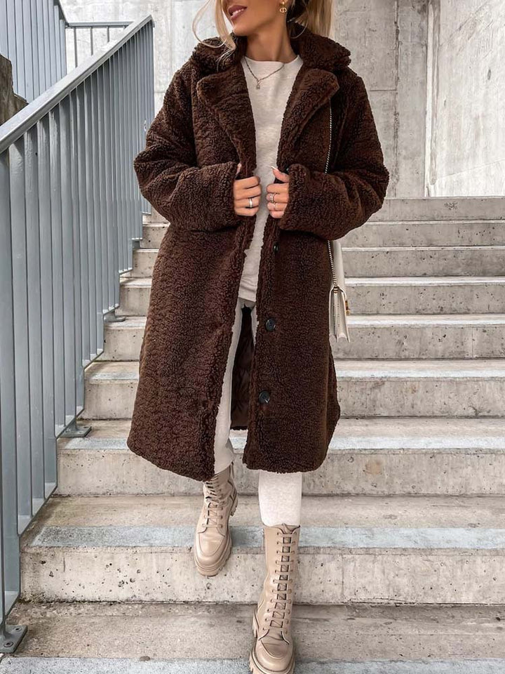 Drune | Bequemer langer Teddy-Mantel mit Plus-Size-Optionen