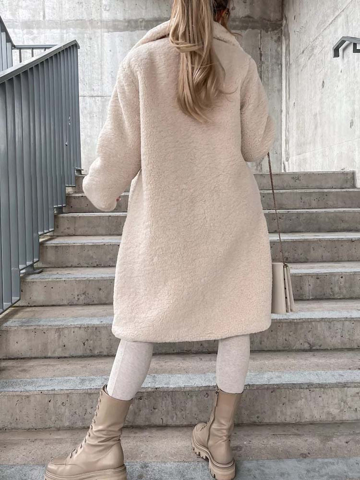 Drune | Bequemer langer Teddy-Mantel mit Plus-Size-Optionen