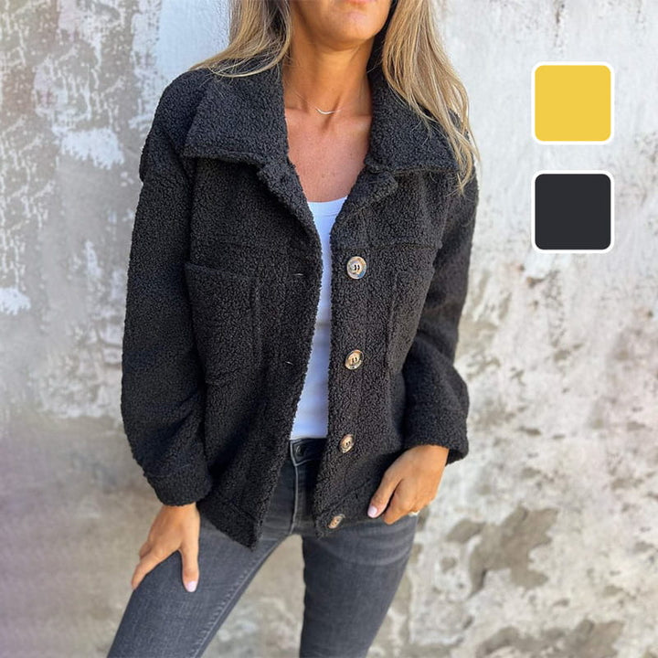Drune | Eleganter Herbstmantel aus weichem pudrigen rosa Sherpa