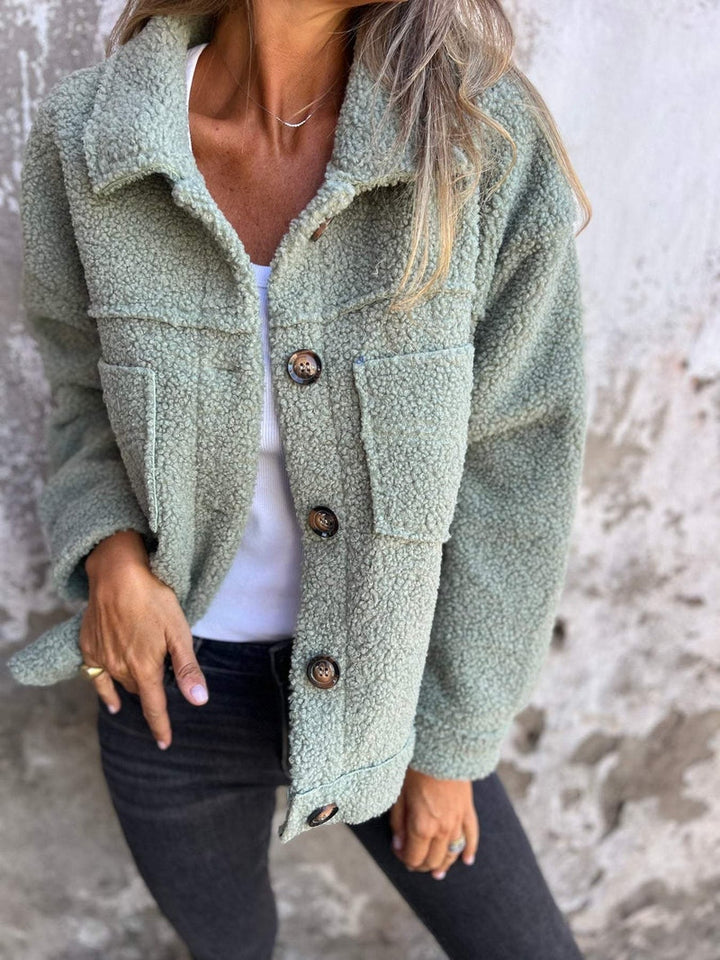 Drune | Eleganter Herbstmantel aus weichem pudrigen rosa Sherpa