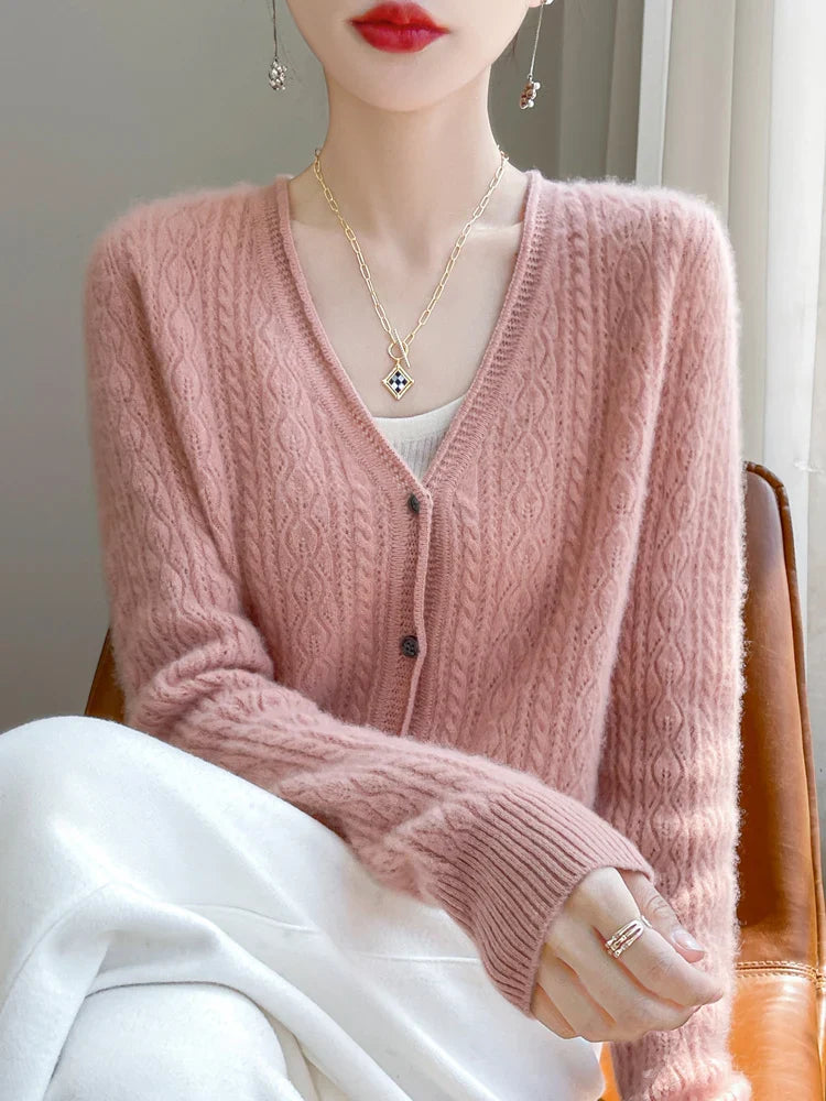 Drune | Damen Cashmere & Merino V-Ausschnitt Cardigan