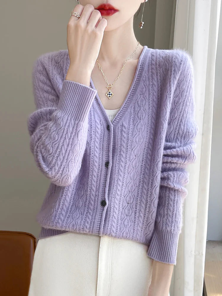 Drune | Damen Cashmere & Merino V-Ausschnitt Cardigan