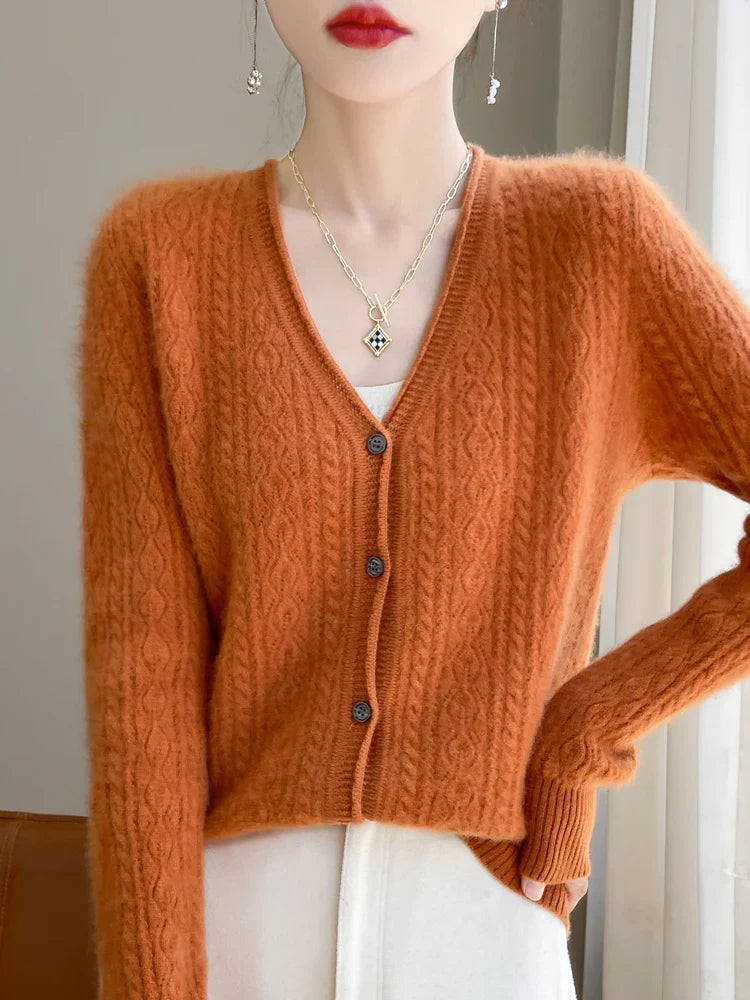 Drune | Damen Cashmere & Merino V-Ausschnitt Cardigan