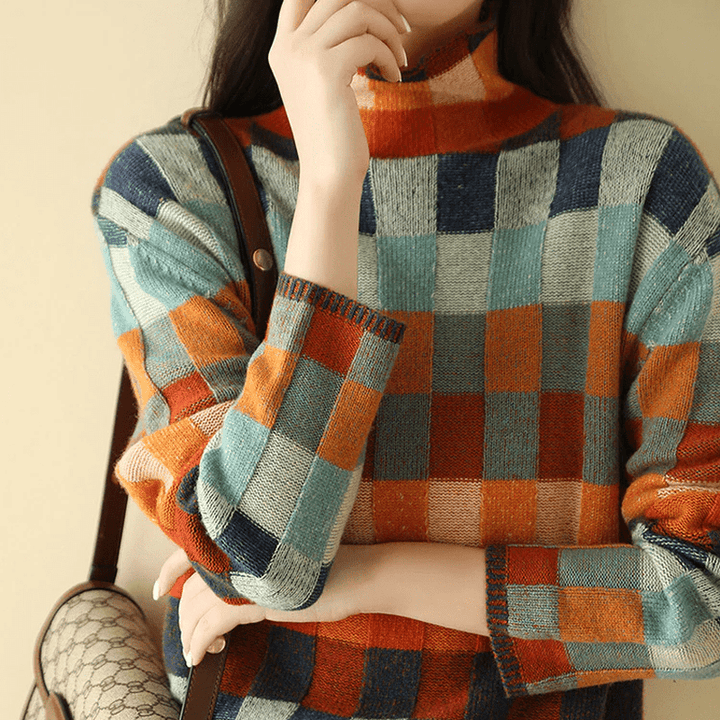 Drune | Gemütliche Couture Cashmere Patchwork Rollkragenpullover