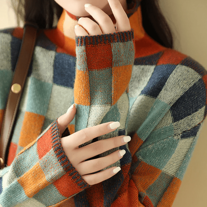 Drune | Gemütliche Couture Cashmere Patchwork Rollkragenpullover