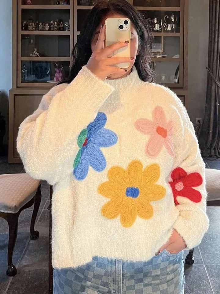 Drune | Schicker floraler Strickpullover für eleganten Stil