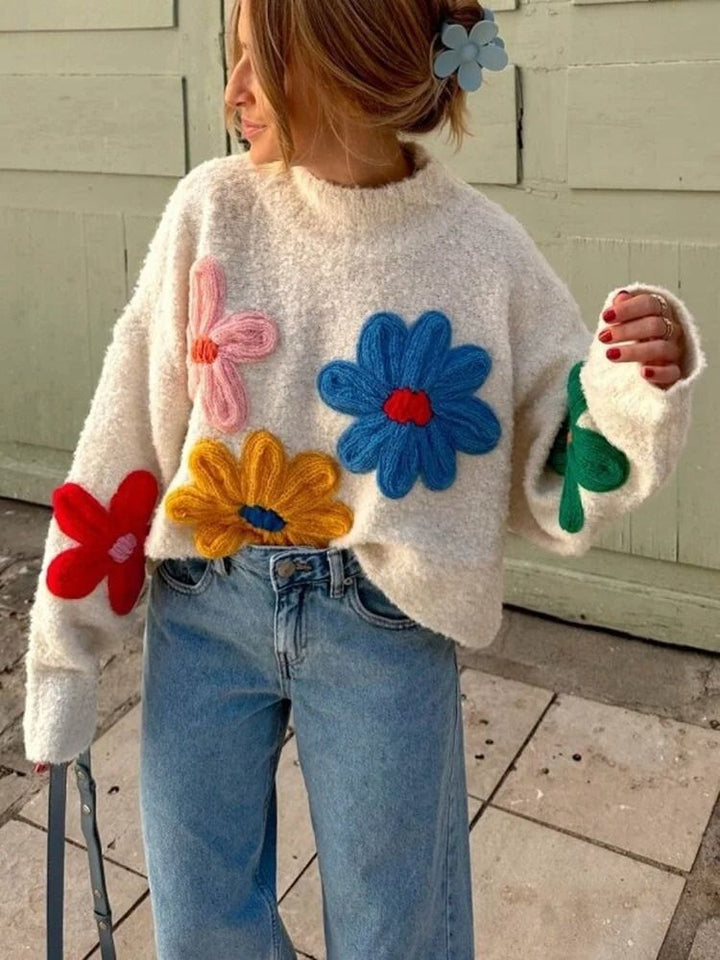 Drune | Schicker floraler Strickpullover für eleganten Stil