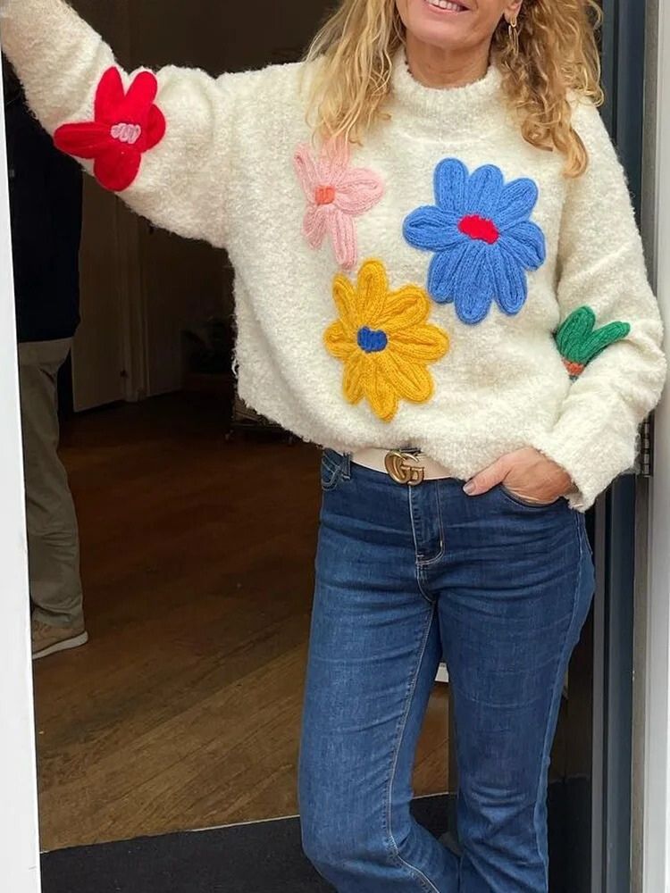 Drune | Schicker floraler Strickpullover für eleganten Stil