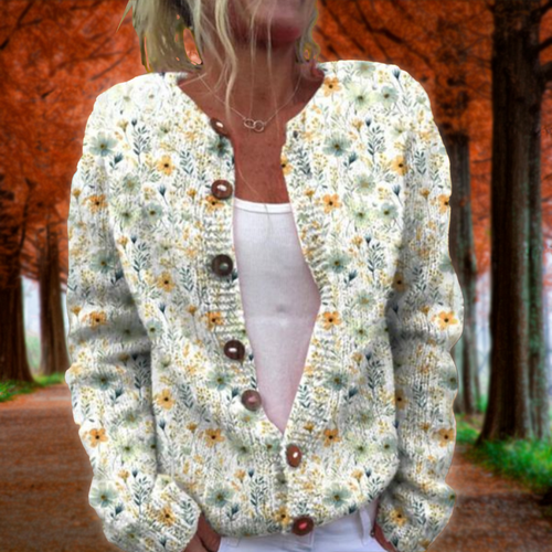 Drune | Floral Strick Cardigan Elegant & Gemütlich Damenpullover