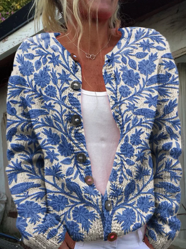 Drune | Floral Strick Cardigan Elegant & Gemütlich Damenpullover