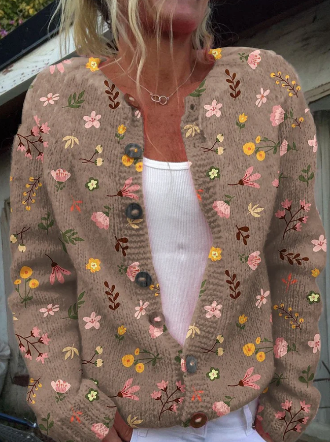 Drune | Floral Strick Cardigan Elegant & Gemütlich Damenpullover