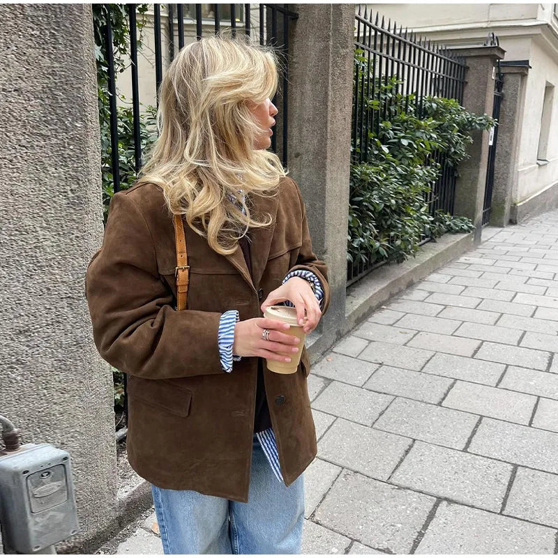 Drune | Elegante Braune Jacke Stilvoll, Bequem, Vielseitig