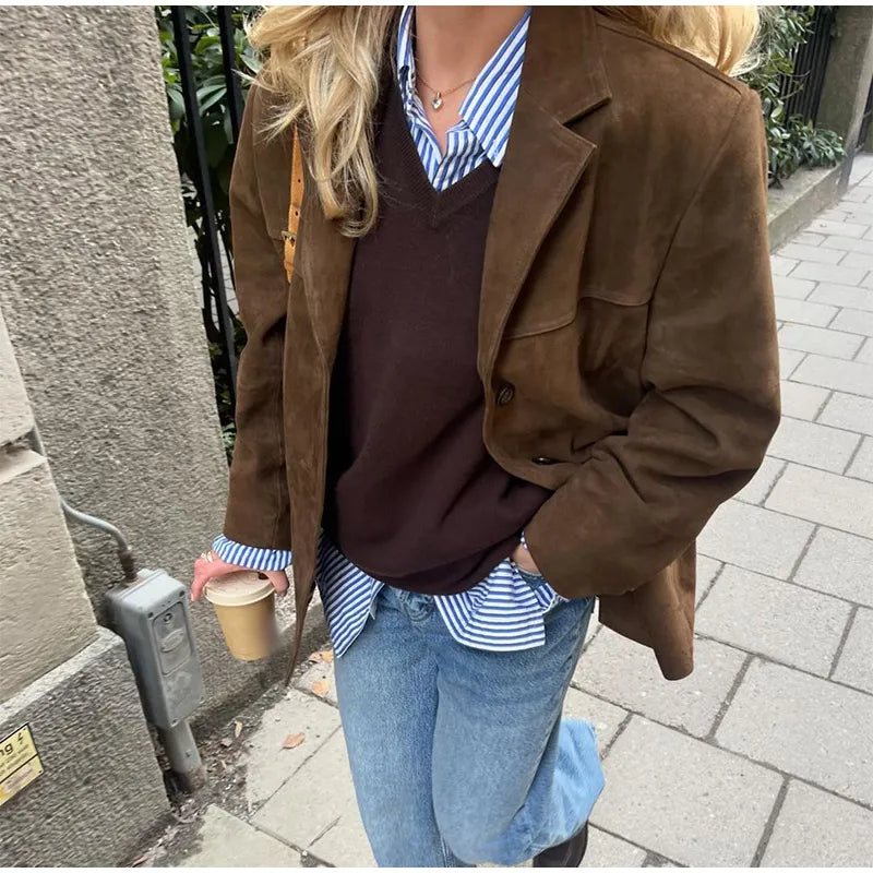 Drune | Elegante Braune Jacke Stilvoll, Bequem, Vielseitig