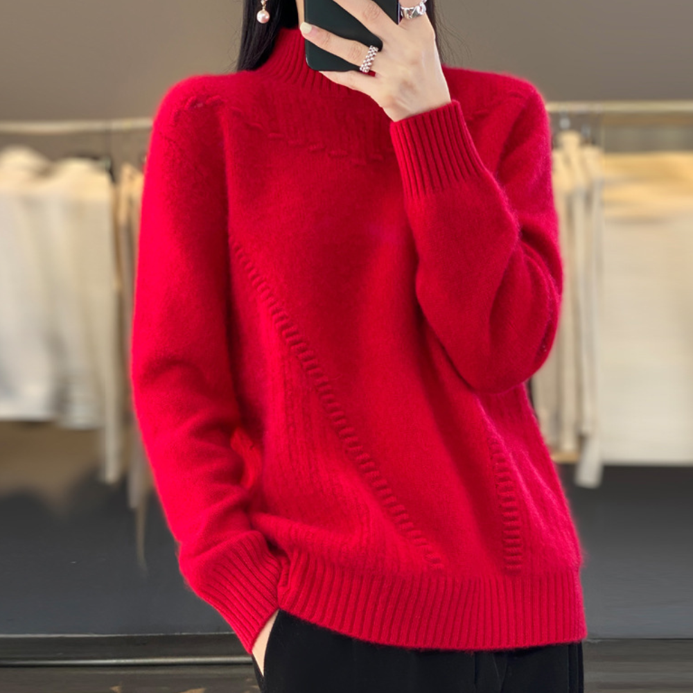 Drune | Weicher Strickpullover mit diagonaler Nahtgestaltung