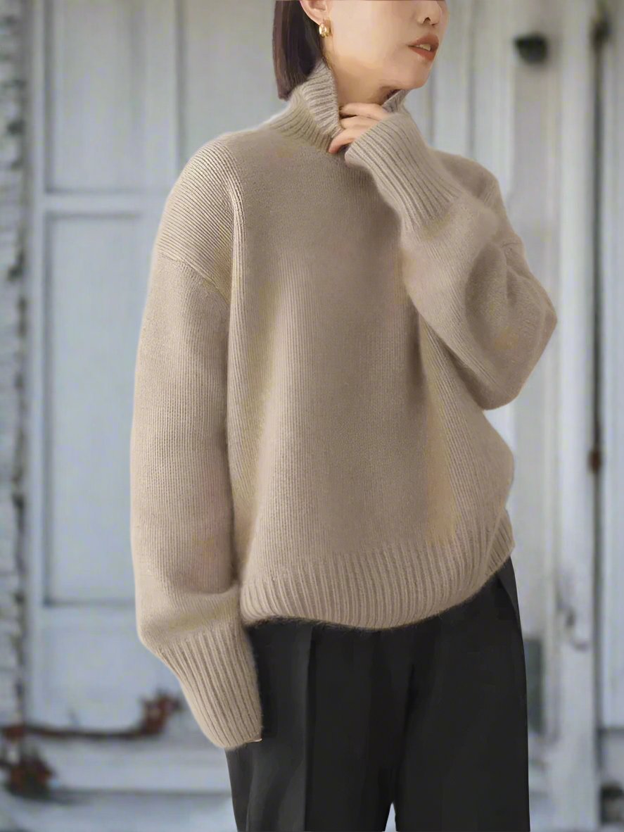 Drune | Hochkragen Pullover Wollmischung Übergroß Schnitt Weicher Strickkomfort
