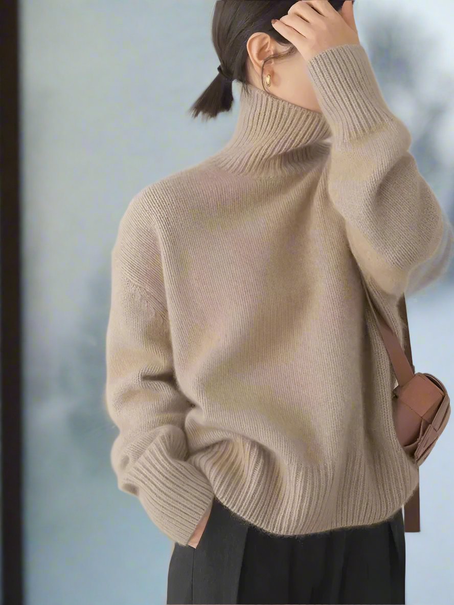 Drune | Hochkragen Pullover Wollmischung Übergroß Schnitt Weicher Strickkomfort
