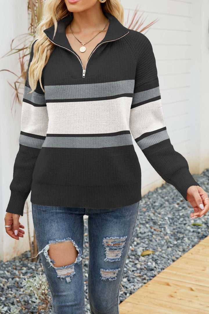 Drune | Eleganter Damen Halb-Zip-Pullover aus Baumwolle – Warm & Bequem