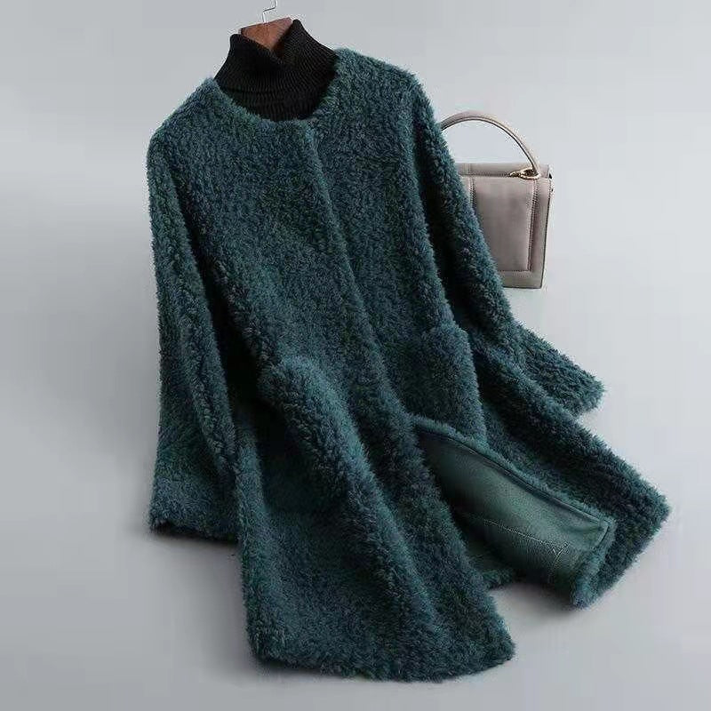Drune | Damen Shearling Winterjacke mit Taschen