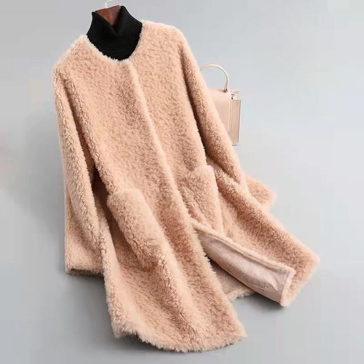 Drune | Damen Shearling Winterjacke mit Taschen