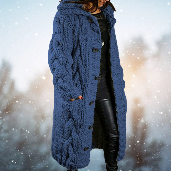 Drune | Verlängerte Strickjacke mit Geflochtenem Design Robuste Acrylwolle Perfekt Für Kaltes Wetter