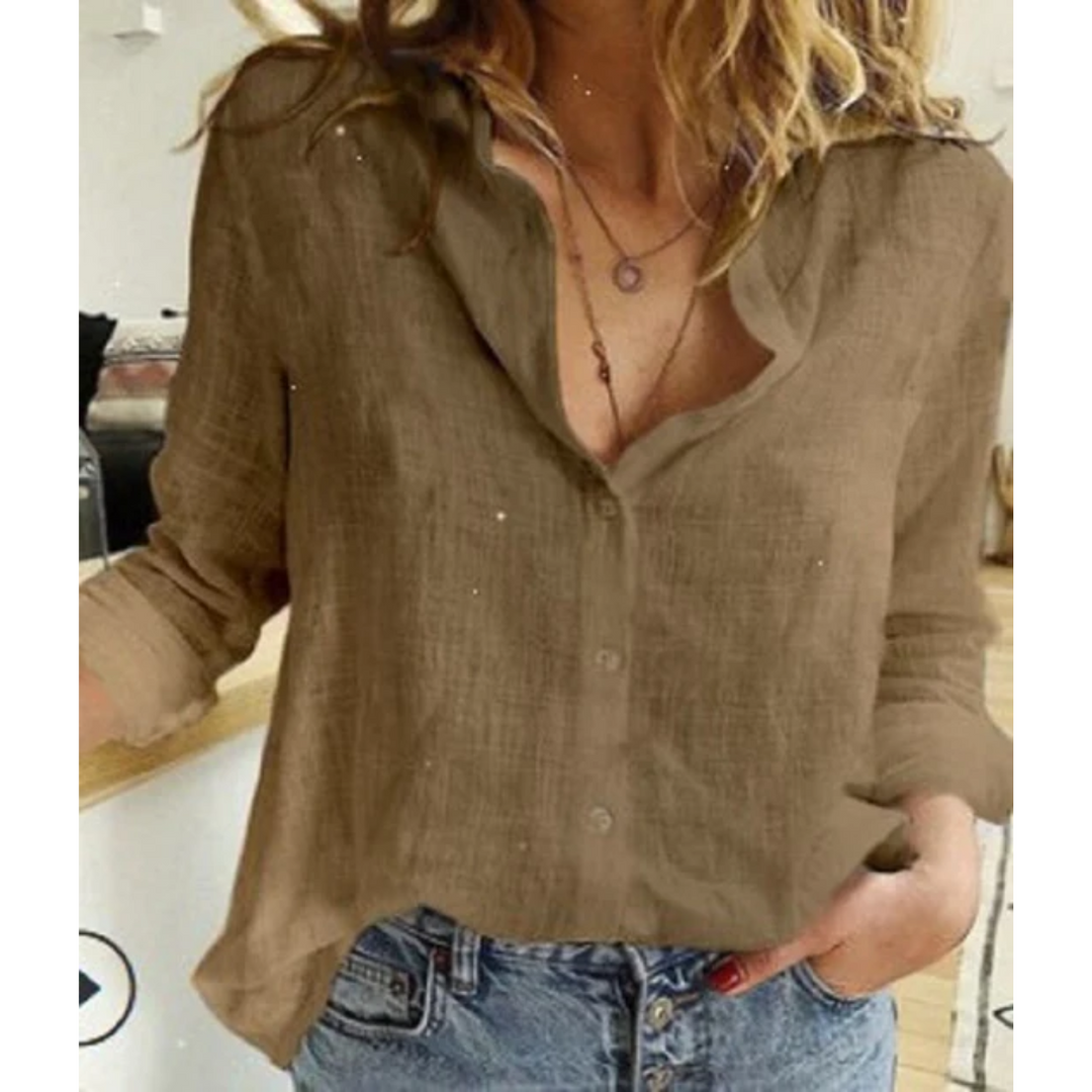 Drune | Damen Leinenbluse mit Knöpfen