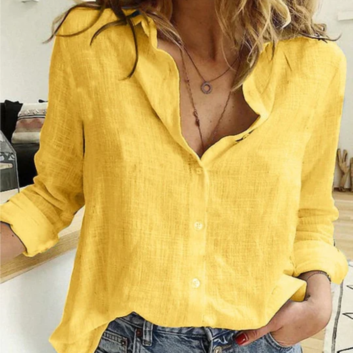 Drune | Damen Leinenbluse mit Knöpfen