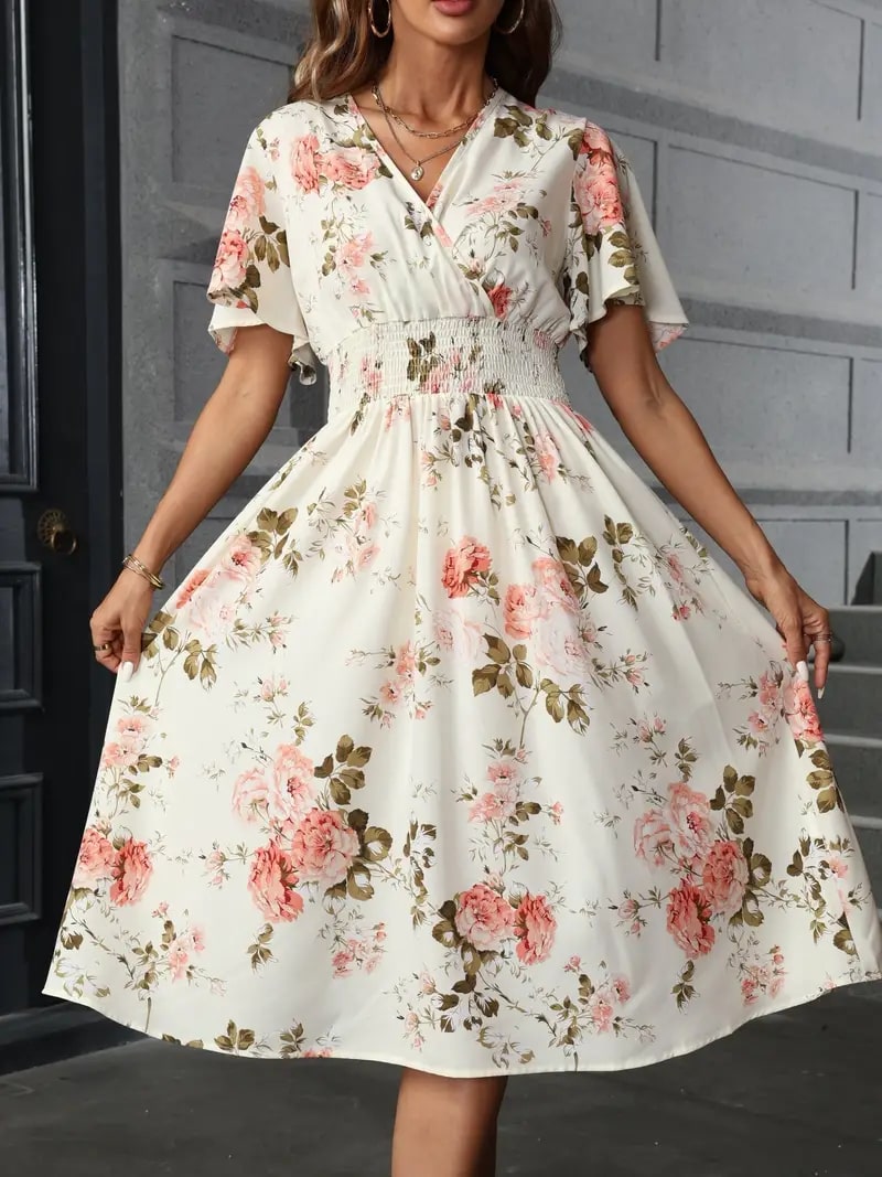 Drune | Elegantes Blumen Kleid Für Frühling Und Sommer