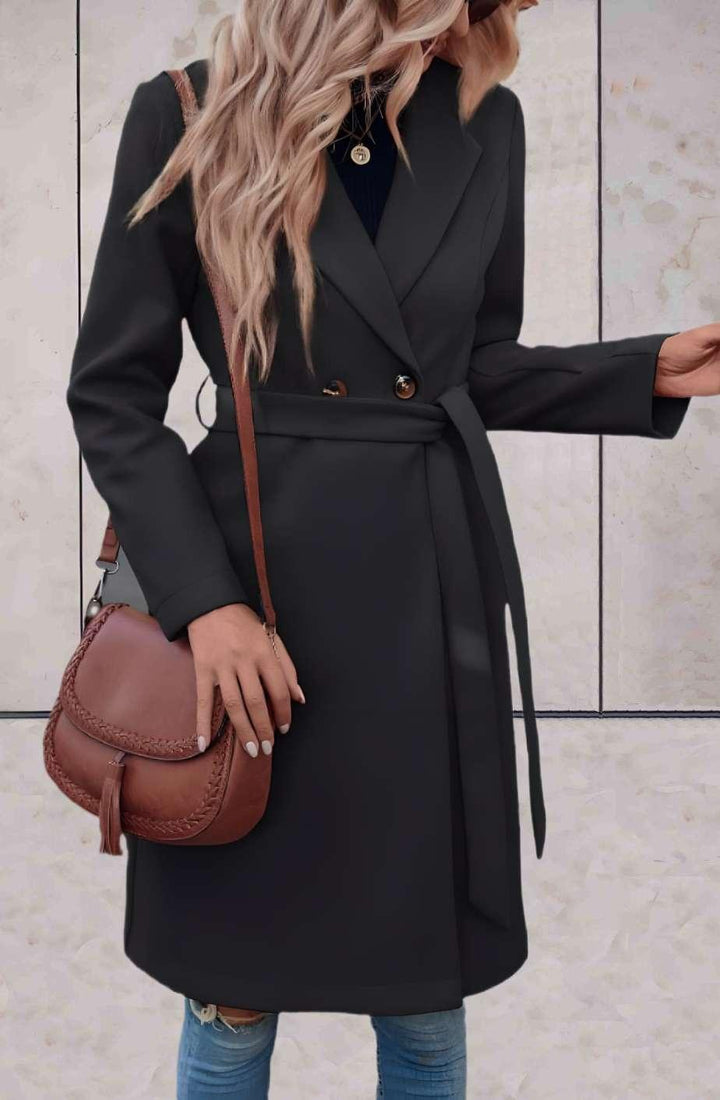Drune | Langer eleganter Mantel mit Knopf für Damen