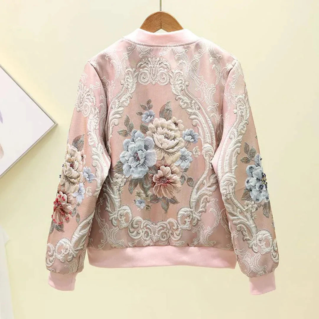 Drune | Gestickte Blumen Bomberjacke