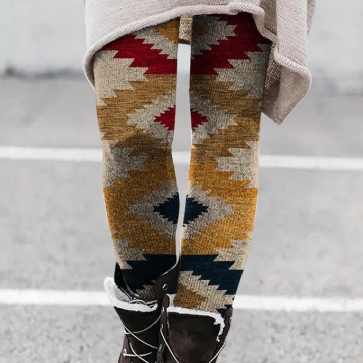 Drune | Leggings Enganliegend Weicher und Atmungsaktiver Strick Geometrisches Muster Vollständig Länglich