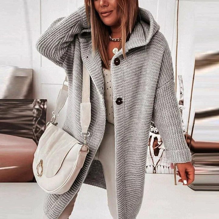 Drune | Langer Warmer Kapuzenpullover Strickstrickjacke