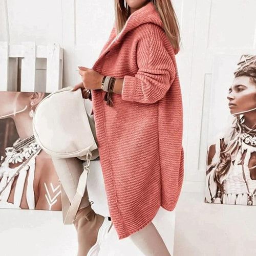 Drune | Langer Warmer Kapuzenpullover Strickstrickjacke